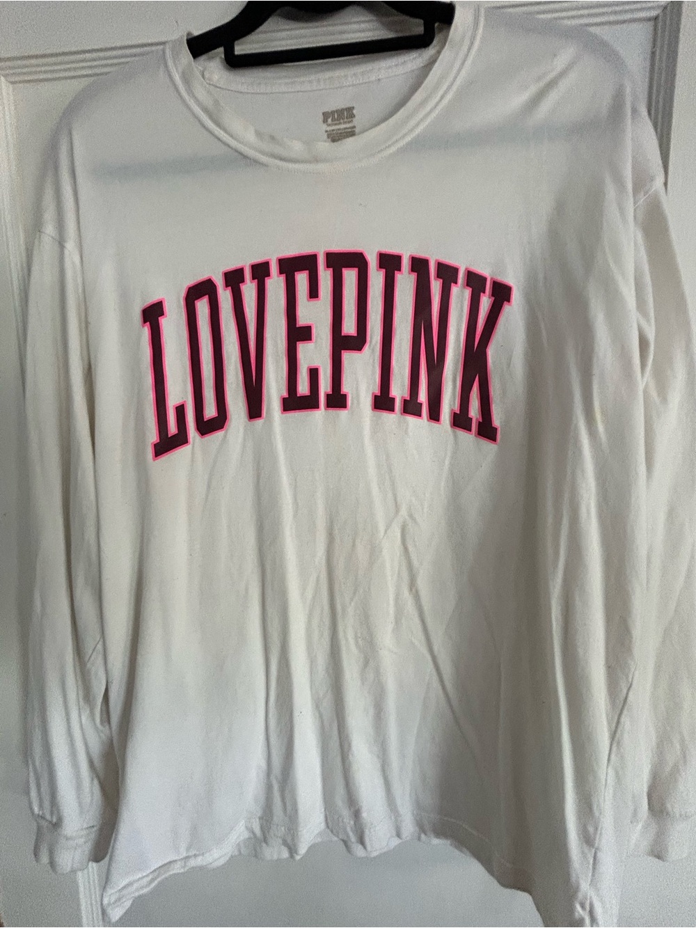 PINK Victoria's Secret White Crewneck Shirt with Gray Logo